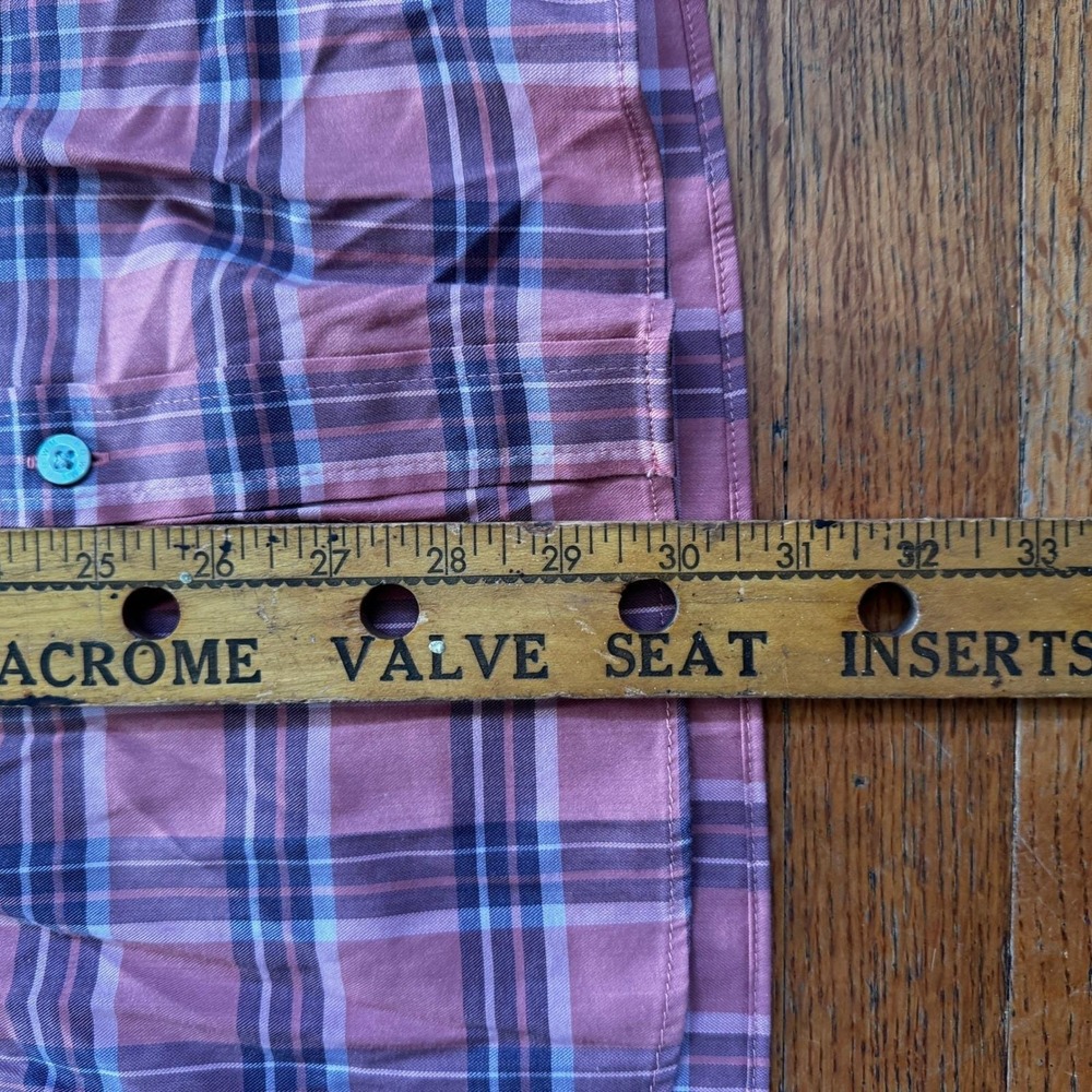 ROWM Mens Large Pink Purple Plaid Long Sleeve Button Down Stretch Shirt L - Picture 5 of 8